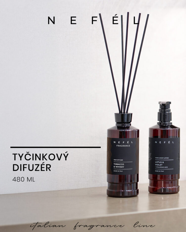 NEFÉL - Tyčinkový difuzér - TOBACCO & WHISKY 480 ml - Obrázek 3